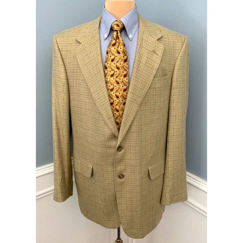 Vintage Todays Man Blazer Mens 43L Silk Plaid Amherst & Brock Jacket Sportcoat